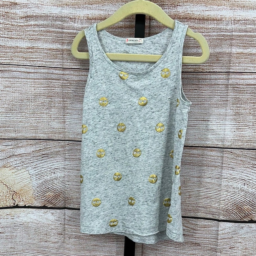 Crewcuts Heather Gray With Gold Smily Faces Tank Top Size 6/7